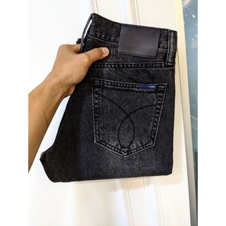 Quần jean nam c.k chính hãng màu đen khói dáng suông đứng quần bò nam chất cotton cao cấp