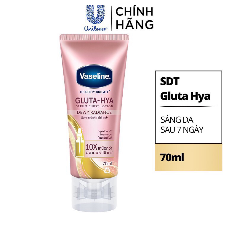 Sữa dưỡng thể Vaseline Gluta-Hya Dưỡng Da Sáng Mịn Sau 7 Ngày