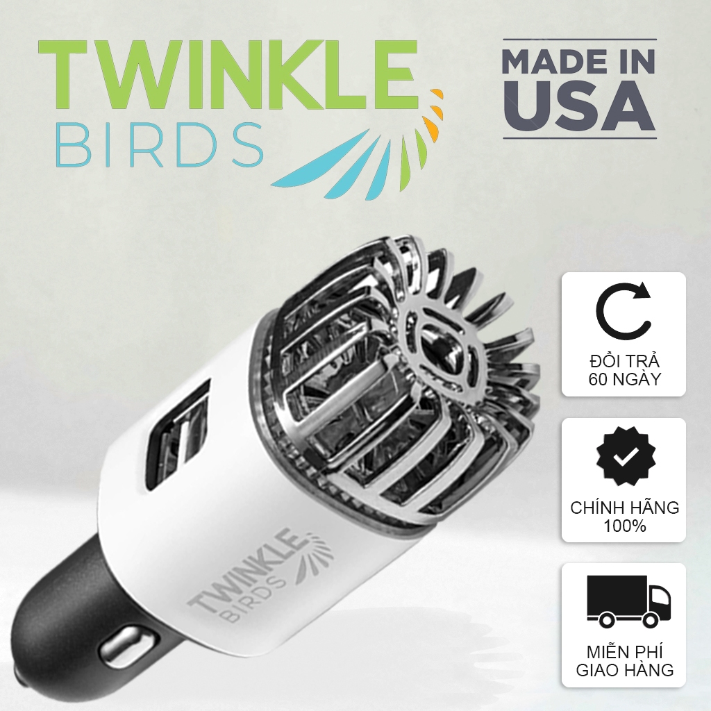 Máy Lọc Không Khí Ô Tô Twinkle Birds,Máy Lọc Khí Và Khử Mùi Cho Xe Hơi Khử Khói Khử Mùi Tạo Ion Âm -Tích Hợp 2 Cổng USB