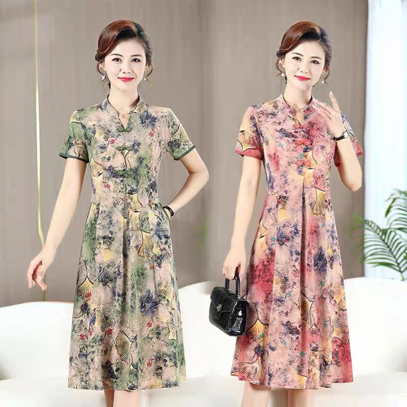 Đầm trung niên thun,váy thun trung niên cao cấp 2022