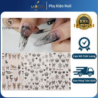 Sticker bướm bạc,đen trang trí móng mới ⭐️Moon.Phukiennail