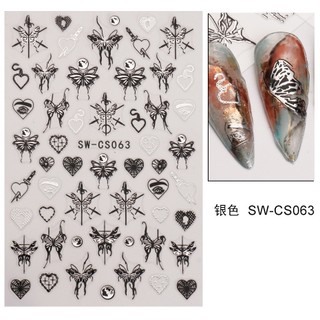 Sticker bướm bạc,đen trang trí móng mới ⭐️Moon.Phukiennail