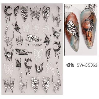 Sticker bướm bạc,đen trang trí móng mới ⭐️Moon.Phukiennail