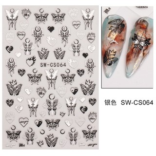 Sticker bướm bạc,đen trang trí móng mới ⭐️Moon.Phukiennail