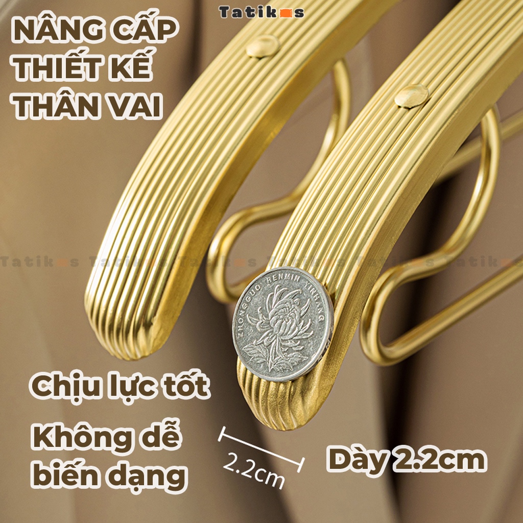 Móc Quần Áo Bản To Automatik Phơi Đồ Dày Mắc Quần Áo Kim Loại Mạ Vàng Móc Nhôm Treo Quần Áo Không Gỉ Chịu Tải Lớn