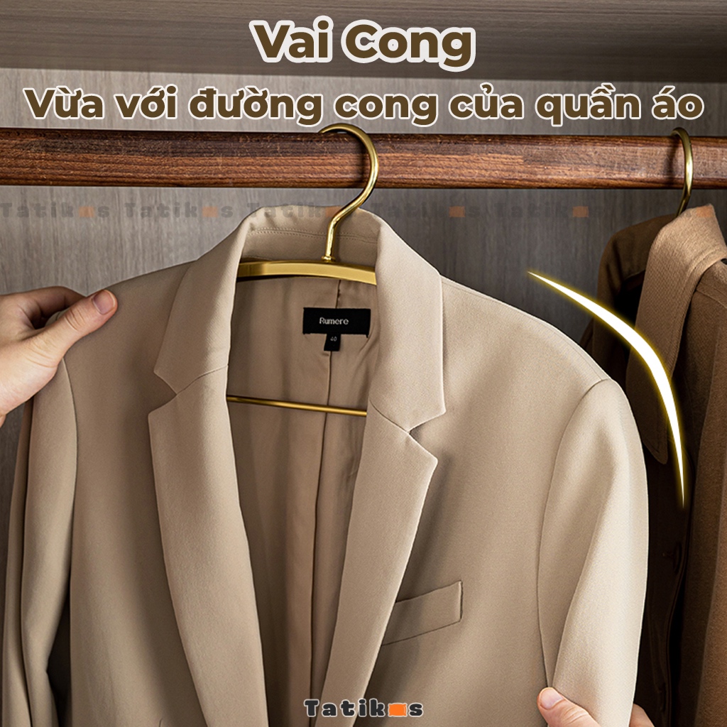 Móc Quần Áo Bản To Automatik Phơi Đồ Dày Mắc Quần Áo Kim Loại Mạ Vàng Móc Nhôm Treo Quần Áo Không Gỉ Chịu Tải Lớn