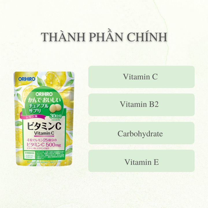 Viên uống Vitamin C Orihiro giúp sáng đẹp da và tăng cường sức đề kháng dạng túi 120 viên
