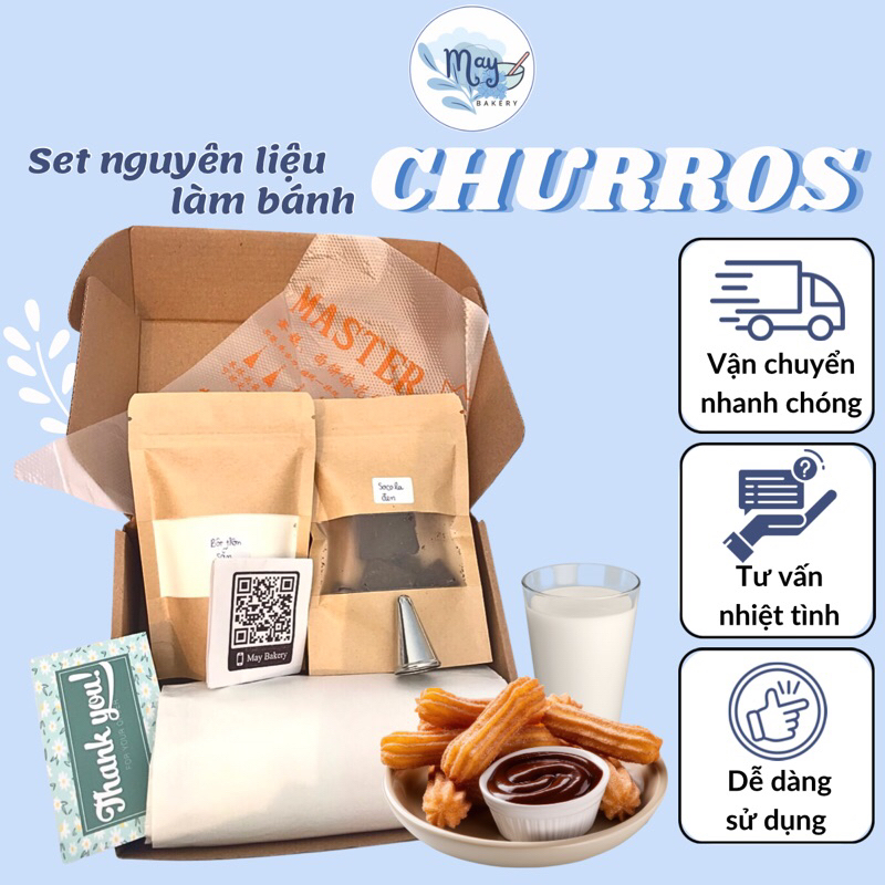 SET Nguyên liệu làm bánh CHURROS tại nhà, CÓ VIDEO HƯỚNG DẪN CỤ THỂ | Tiệm Bánh Của May