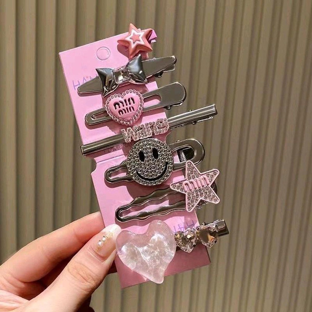 MVP3455 Set kẹp tóc 7 chi tiết màu hồng siêu xᶖnh