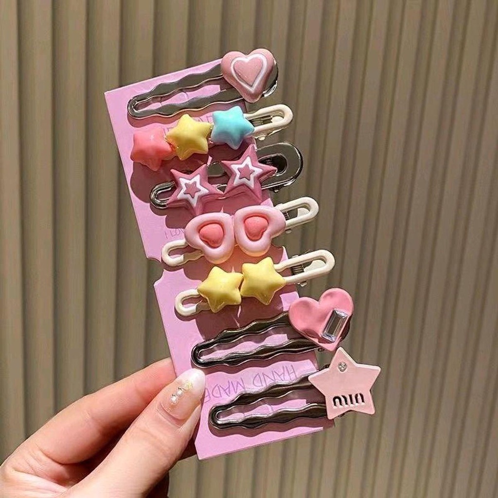 MVP3455 Set kẹp tóc 7 chi tiết màu hồng siêu xᶖnh