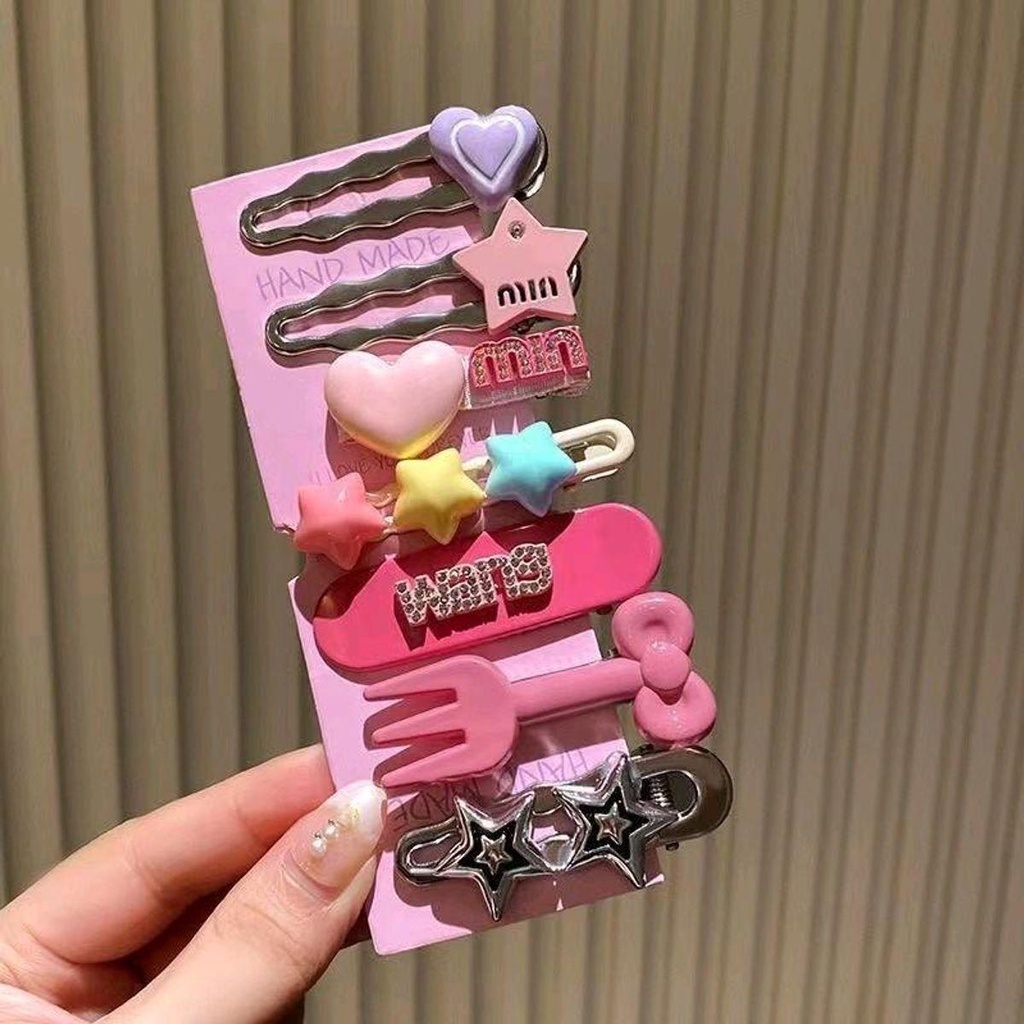 MVP3455 Set kẹp tóc 7 chi tiết màu hồng siêu xᶖnh