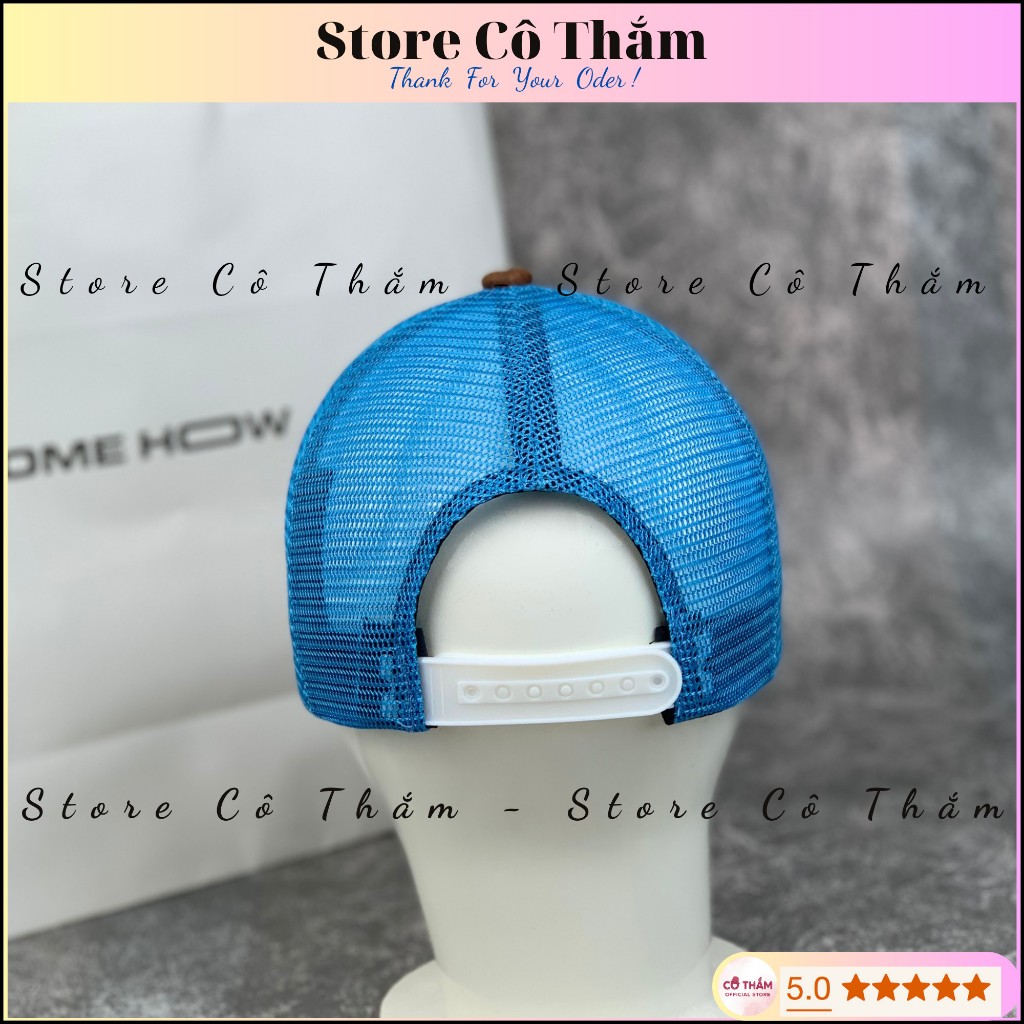 Nón kết MỎ DA BÒ NAM NỮ, mũ lưỡi trai LÁ BÀI CON ÁCH phối lưới xanh dương thời trang - STORE CÔ THẮM