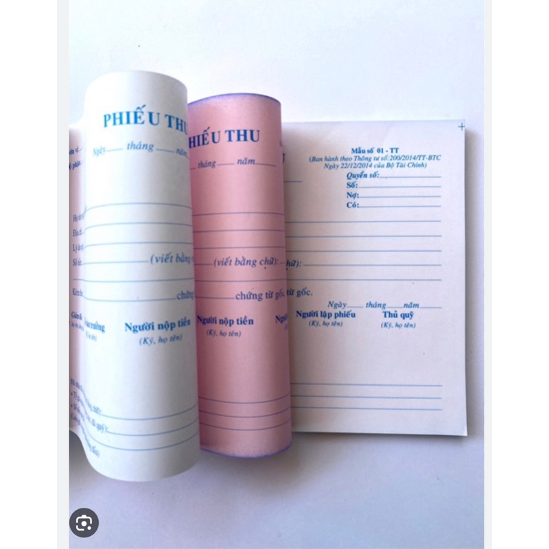02 Quyển  Phiếu thu - chi 1- 2-3 liên A5, giấy đẹp (~100 tờ/quyển)