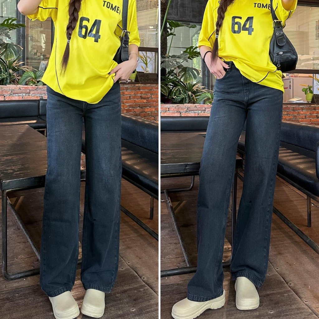 Quần suông nữ jean cotton không co giãn dài 102-105cm