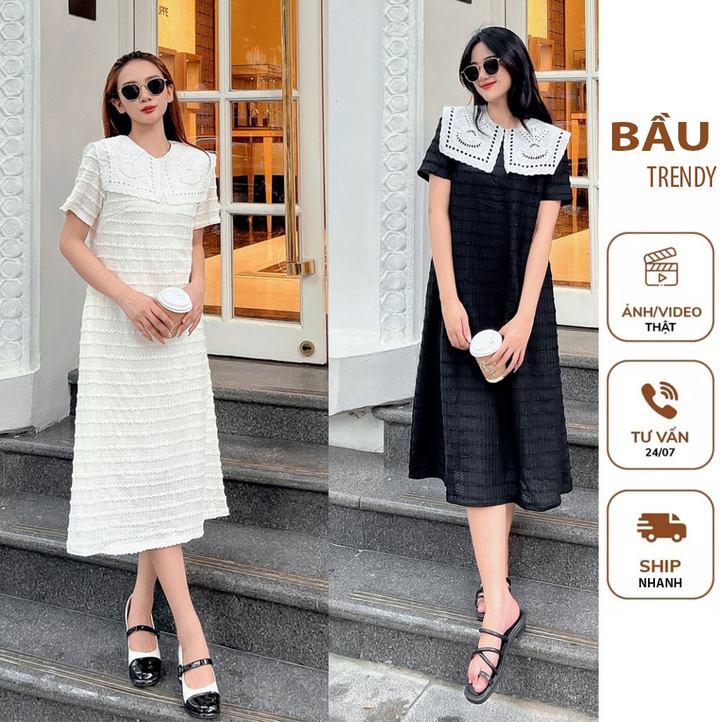 ĐẦM BẦU ĐẸP CỔ REN VUÔNG XINH XẮN FREE SIZE