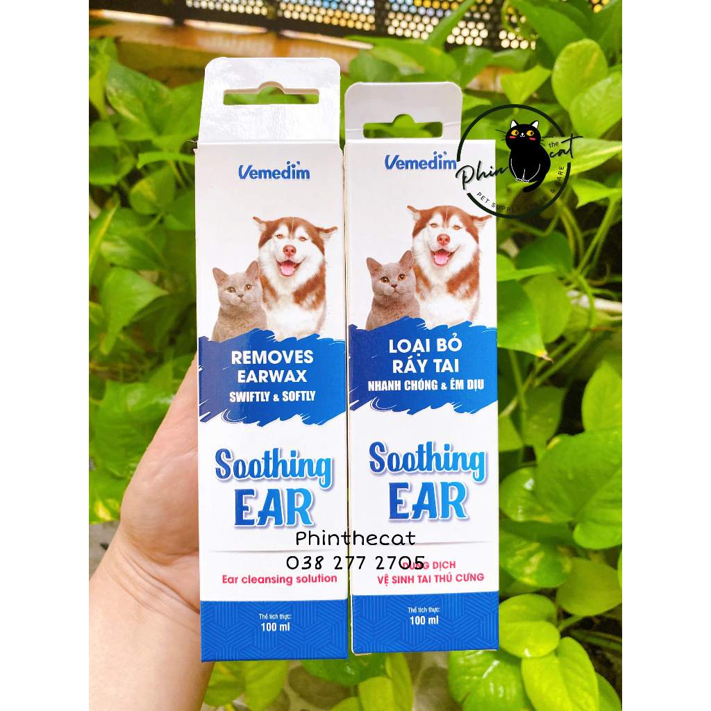 Dung dịch vệ sinh tai chó mèo Vemedim SOOTHING EAR loại bỏ ráy tai và mùi hôi trên tai - Tuýp 100ml | phinthecat