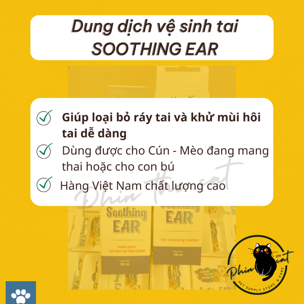 Dung dịch vệ sinh tai chó mèo Vemedim SOOTHING EAR loại bỏ ráy tai và mùi hôi trên tai - Tuýp 100ml | phinthecat
