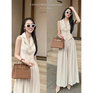 Set áo ghile vest - Quần suông xếp li