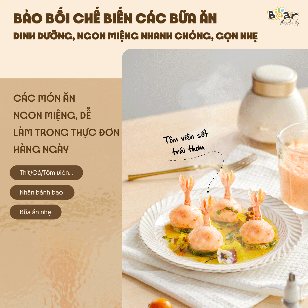 Máy xay ăn dặm cho bé KidsWorld Bear QSJ D02Q1 dung tích 600ml công suất 200W, đa năng 6 lưỡi dao và cối thủy tinh