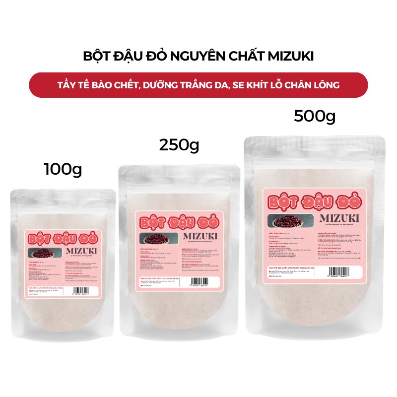 Bột Đắp Mặt Nguyên Chất Đậu Đỏ 100% Mizuki 100g 250g 500g Giúp Dưỡng Ẩm Tẩy Tế Bào Chết Ngừa Lão Hoá Da Từ Việt Nam Dezy