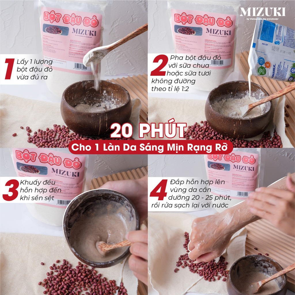 Bột Đắp Mặt Nguyên Chất Đậu Đỏ 100% Mizuki 100g 250g 500g Giúp Dưỡng Ẩm Tẩy Tế Bào Chết Ngừa Lão Hoá Da Từ Việt Nam Dezy
