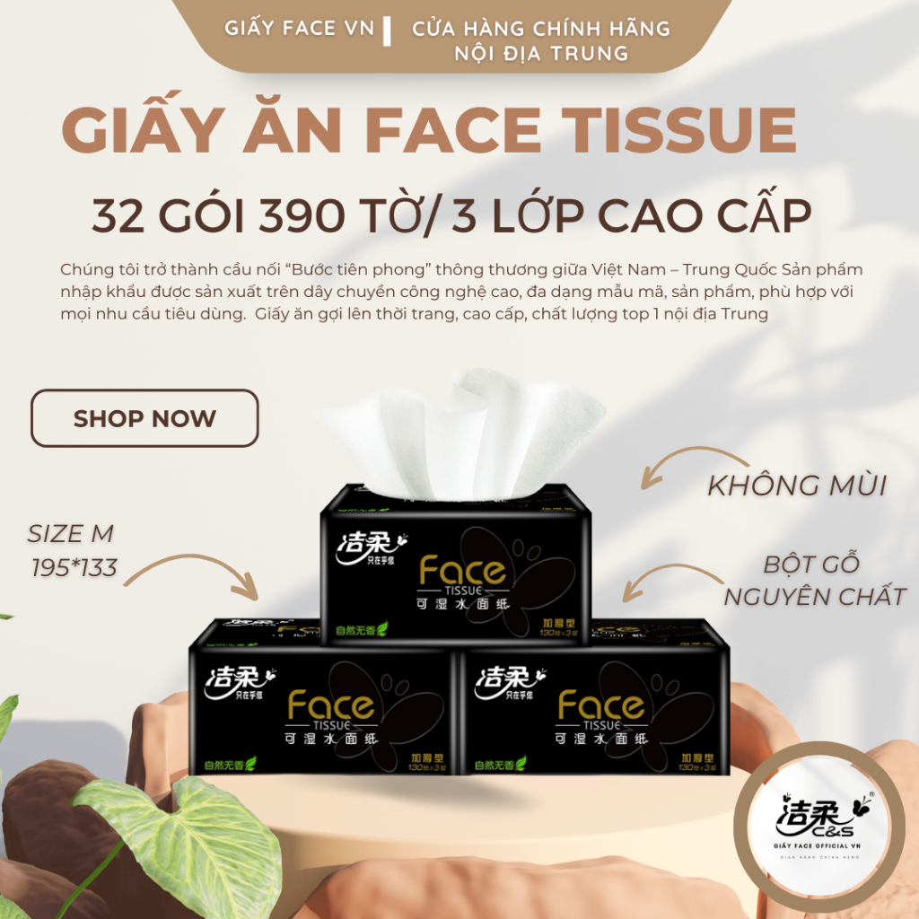 Giấy ăn gấu trúc,Thùng 32 gói giấy ăn Face đen nội địa trung cao cấp, gói siêu dai, mềm mịn