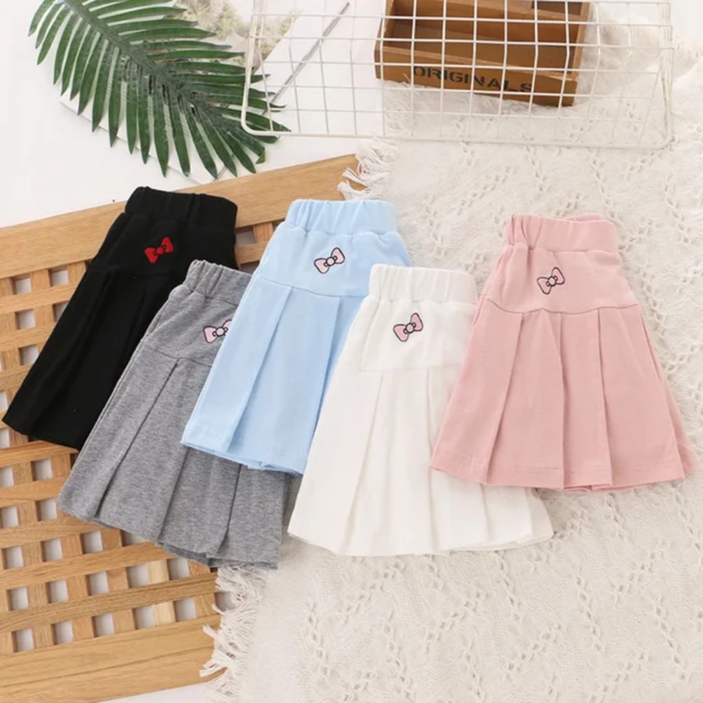 Chân Váy Ngắn Xếp Ly In Họa Tiết Chất Liệu Cotton Phong Cách Hàn Quốc Cho Bé Gái 3-10 tuổi