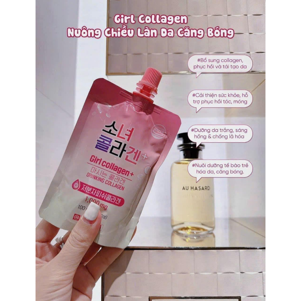 Nước Uống Bổ Sung Girl Collagen Hàn Quốc Hỗ Trợ Làm Đẹp Da, Ngăn Ngừa Lão Hóa Hộp 10 Túi x 100ml