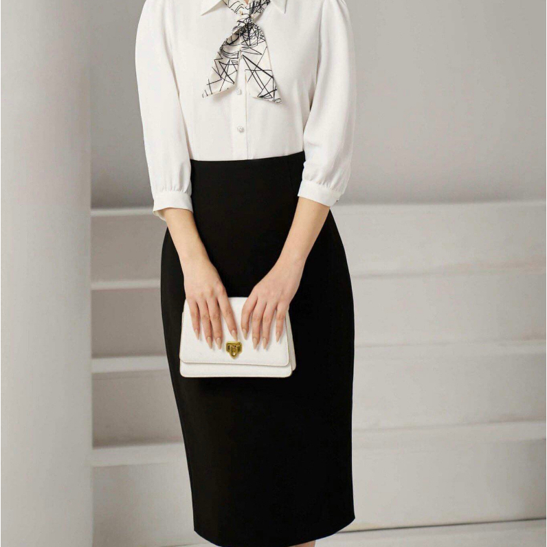 Chân Váy Bút Chì Công Sở Dài Qua Gối Có Xẻ Sau S01