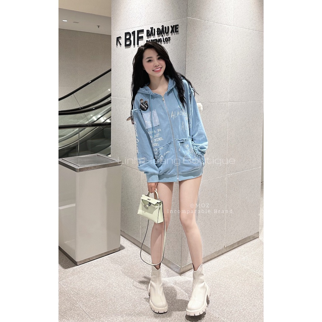 Áo nỉ mũ Marzo gấu xanh SC