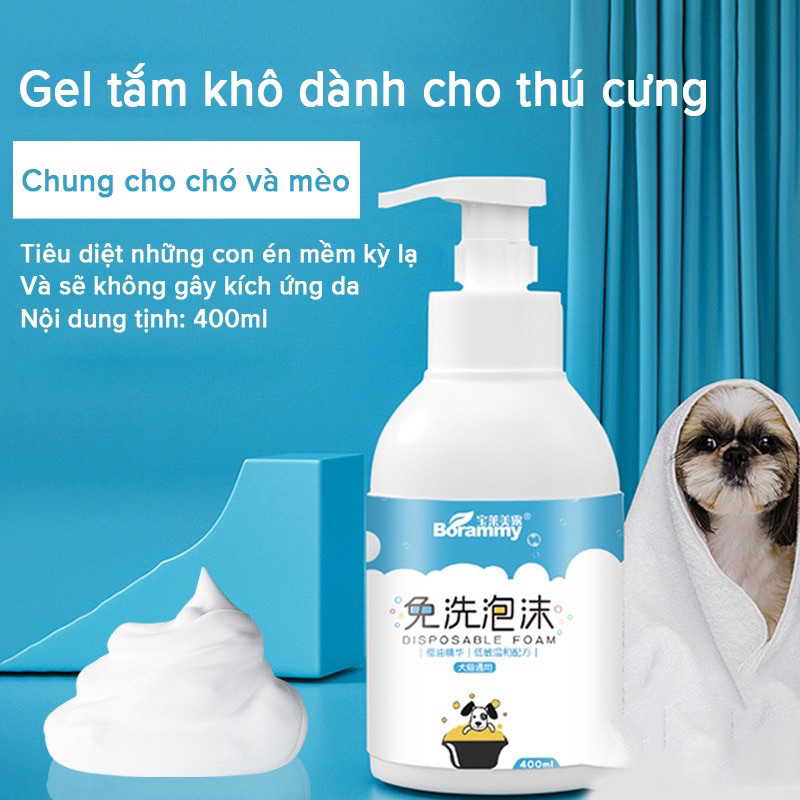 Sữa tắm khô thương hiệu Borammy 400ml cho thú cưng