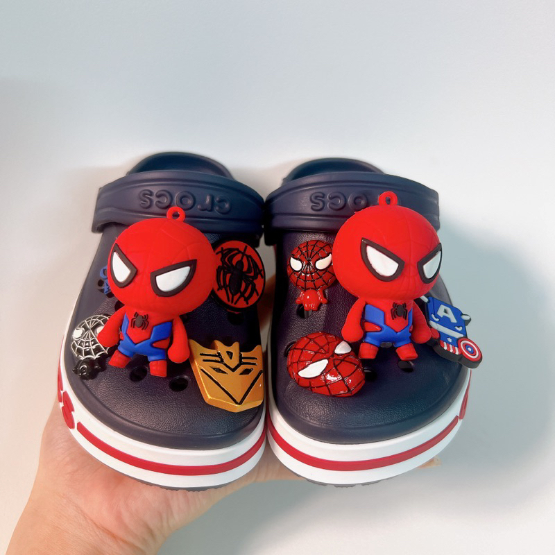 Dép Crocs baya màu xanh than mix nhện đứng cho bé trai MunCrocs sỉ lẻ sục crocss Classic cho bé gái