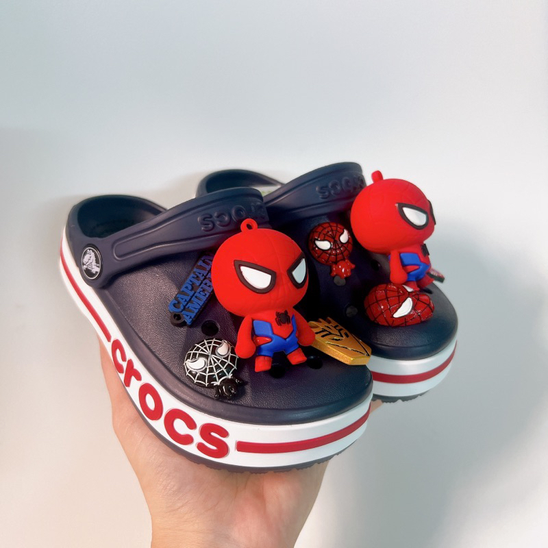 Dép Crocs baya màu xanh than mix nhện đứng cho bé trai MunCrocs sỉ lẻ sục crocss Classic cho bé gái