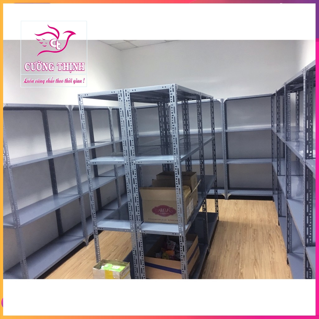 Kệ sắt V lỗ đa năng, Cao 2m x dài 1m5 x rộng 50cm x 3,4,5 tầng trọng tải 100kg/ tầng
