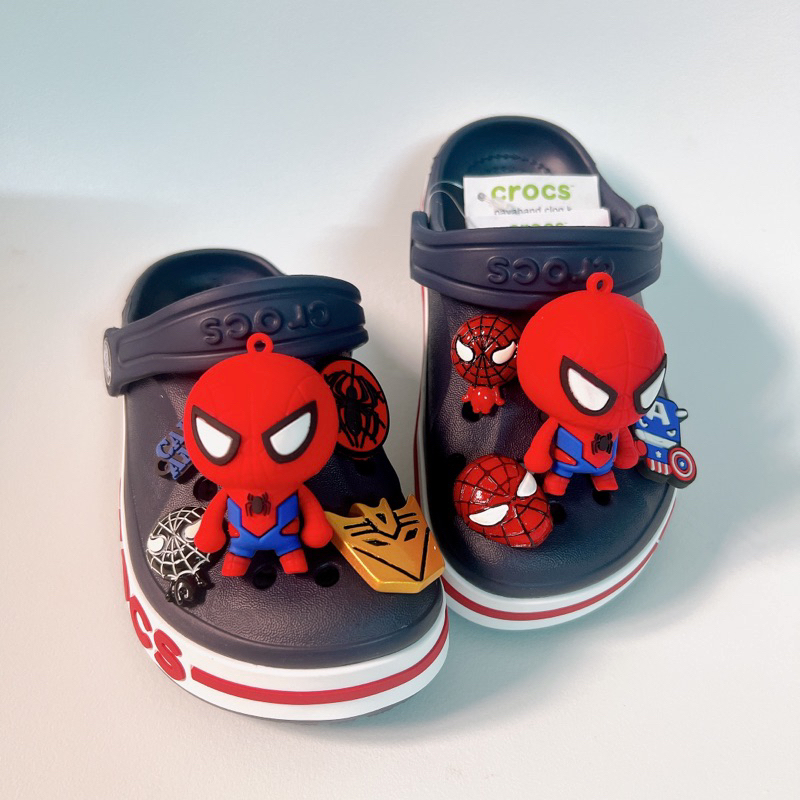 Dép Crocs baya màu xanh than mix nhện đứng cho bé trai MunCrocs sỉ lẻ sục crocss Classic cho bé gái
