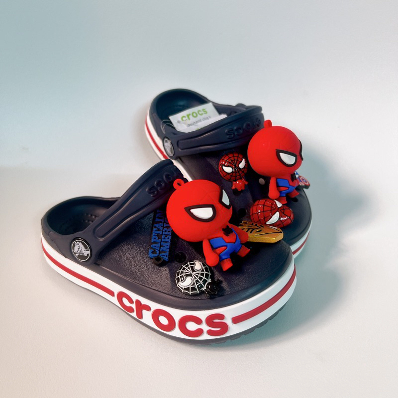 Dép Crocs baya màu xanh than mix nhện đứng cho bé trai MunCrocs sỉ lẻ sục crocss Classic cho bé gái