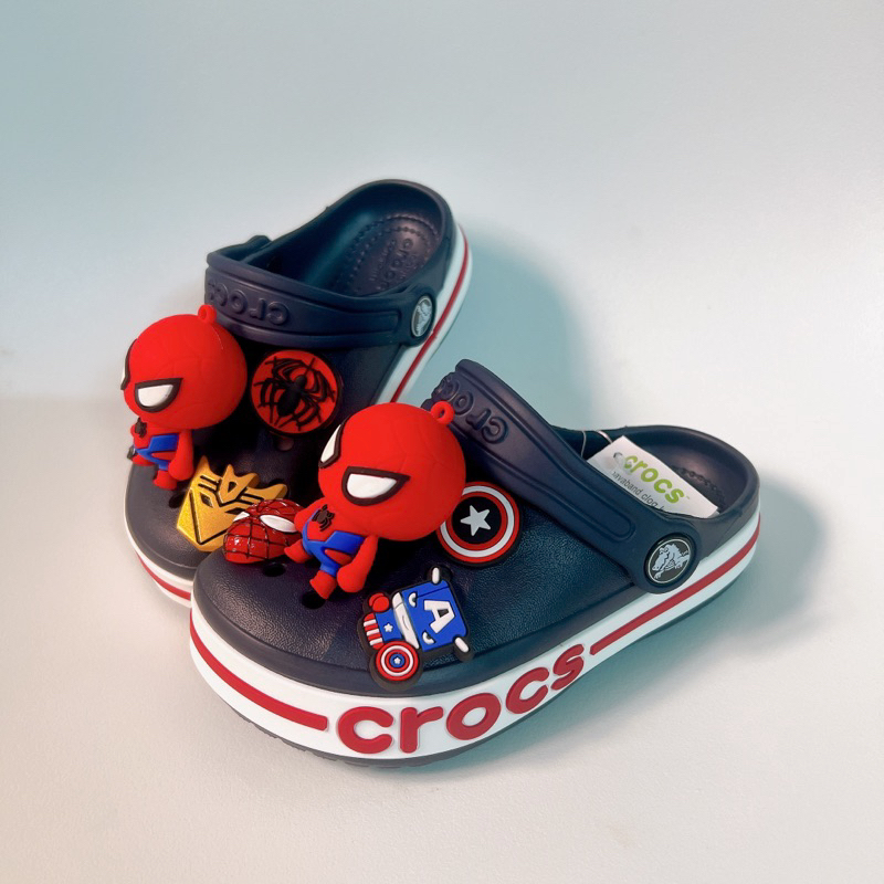 Dép Crocs baya màu xanh than mix nhện đứng cho bé trai MunCrocs sỉ lẻ sục crocss Classic cho bé gái