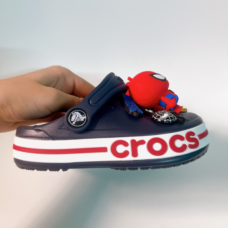 Dép Crocs baya màu xanh than mix nhện đứng cho bé trai MunCrocs sỉ lẻ sục crocss Classic cho bé gái