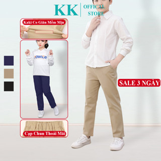 Quần Dài Kaki Đi Học Trẻ Em Cho Bé Trai Bé Gái KooKoo Cạp Chun Thoải Mái, Quần Đồng Phục Học Sinh Kaki Lưng Thun