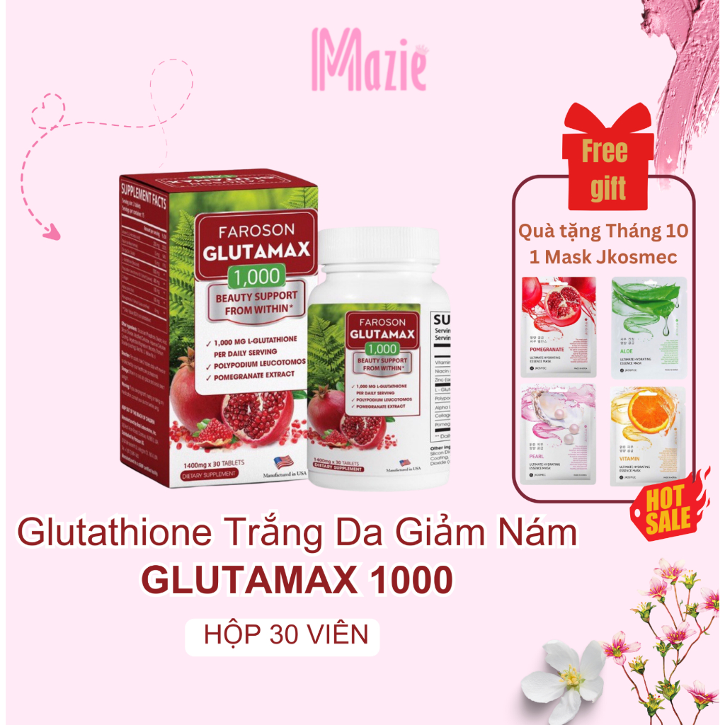 Faroson Glutamax - Viên Uống Trắng Da Glutathione Giảm Nám Chống Nắng hộp 30 viên