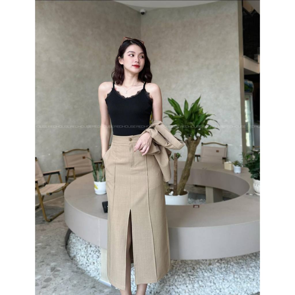 Chân váy bút chì 2 gân bên