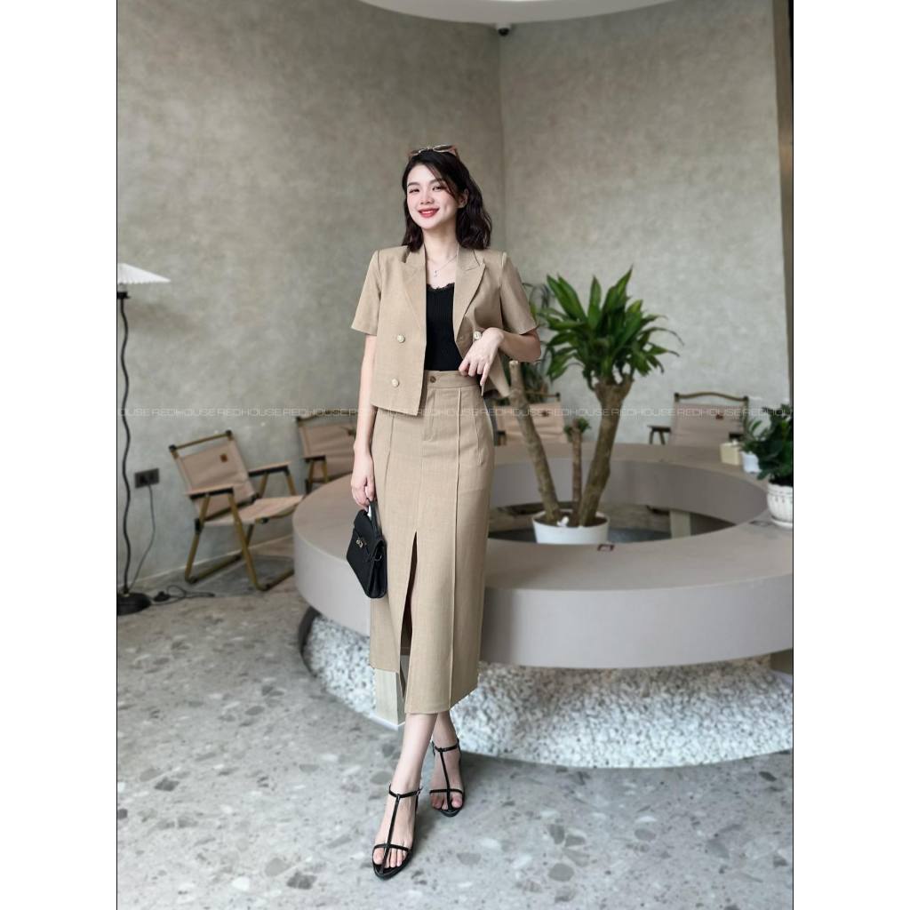 Chân váy bút chì 2 gân bên