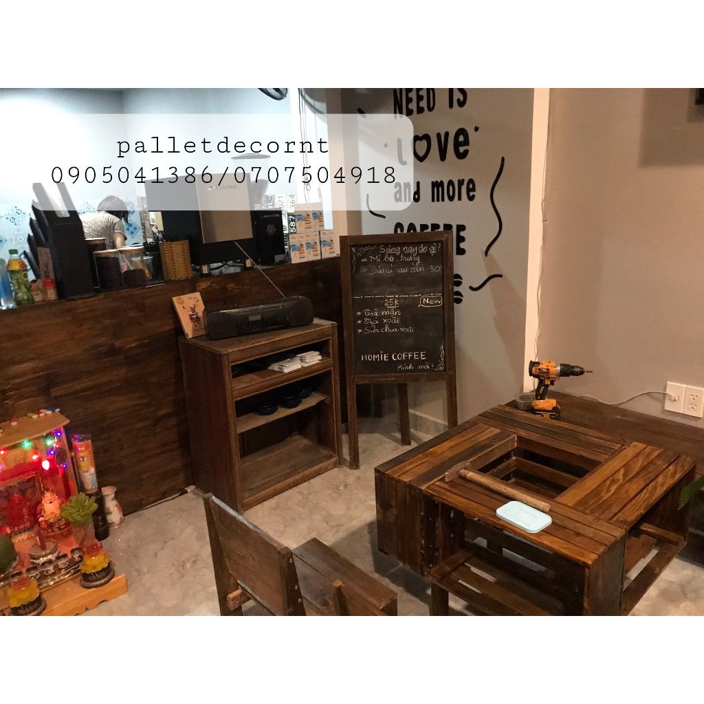 Đôn  2 tầng để chậu cây hoa cảnh bằng gỗ thông mẫu 1