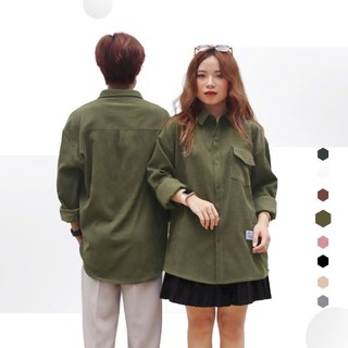 Áo sơ mi nam nữ dài tây chất nhung tăm dày dặn form rộng đẹp