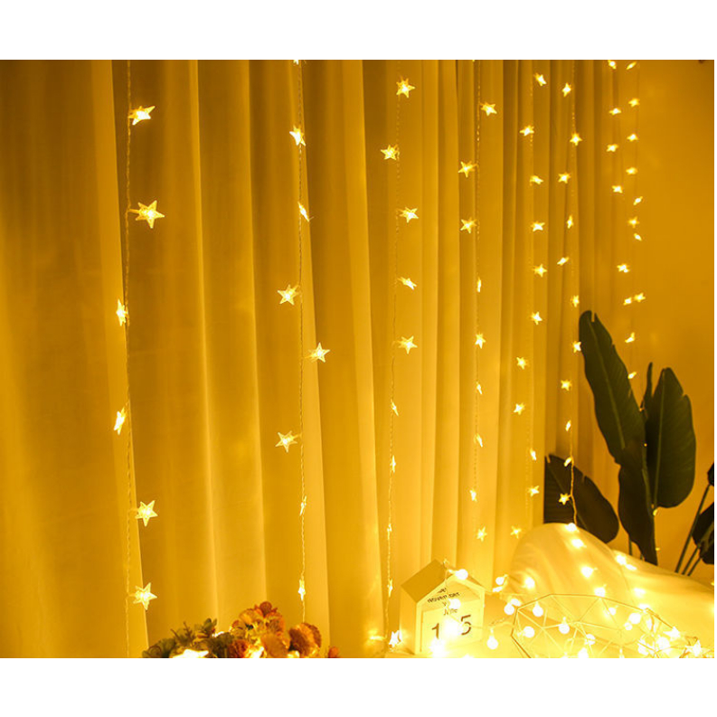 SỬ DỤNG ĐIỆN 220V. Dây Đèn Ngôi Sao 10 mét Trang Trí Phòng,Nhà Cửa, Tiệc Tùng , Noel , Đám Cưới , Không Gian Quán, vv