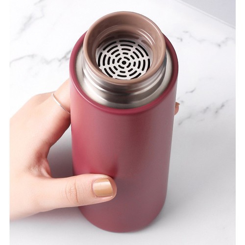 Bình Giữ Nhiệt Flat Tumbler Nắp Gỗ 400ml Cao Cấp Chống Vân Tay Chống Xước Chống Đổ Mồ Hôi B27