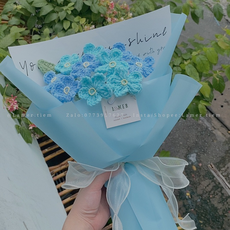 Bó hoa lưu ly bằng len/ hoa len tặng quà 20/10 / hoa tặng sinh nhật
