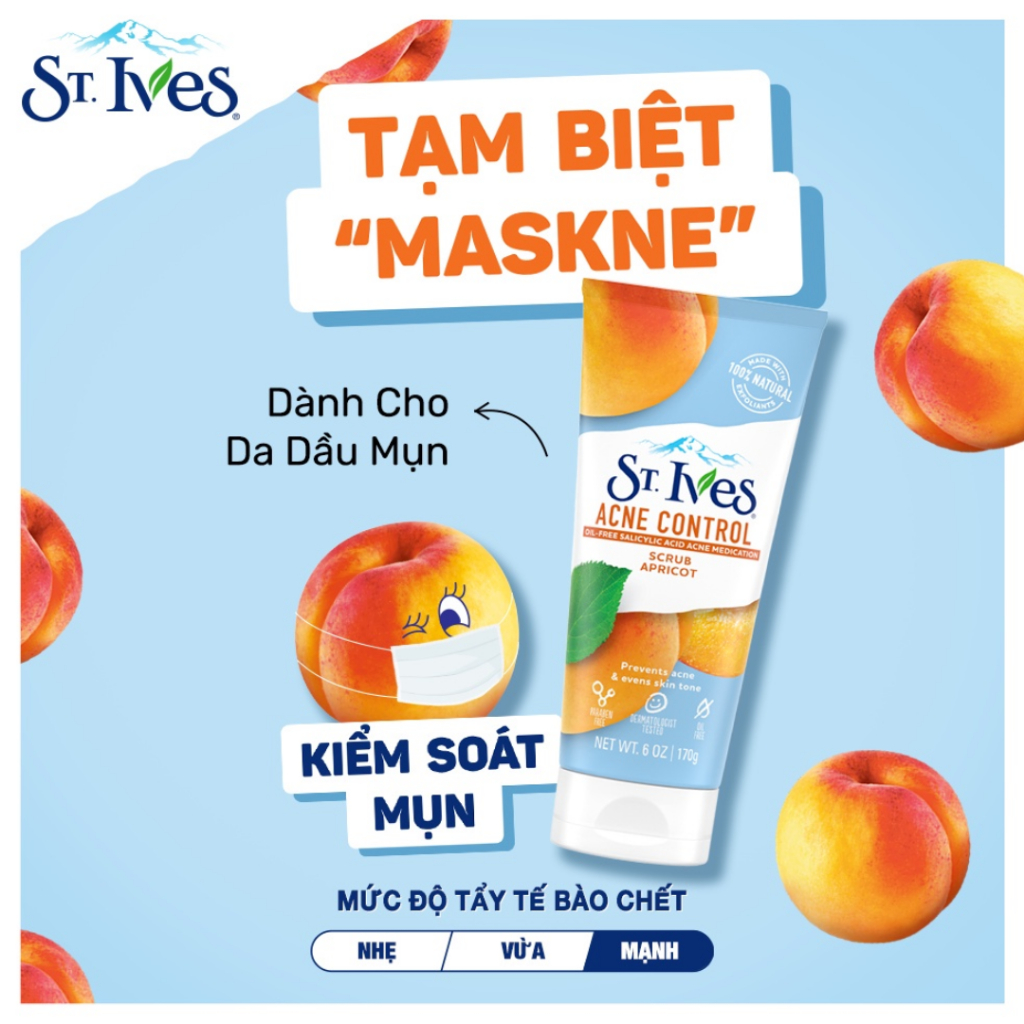 Sữa rửa mặt tẩy tế bào chết ST.Ives chiết xuất trà xanh làm sạch sâu và mịn da 170g Mỹ