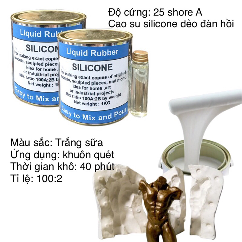 Nhựa Silicon Trắng Dùng Làm Khuôn 1kg loại mau khô