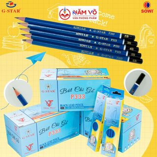 Hộp 12 cây bút chì đen / viết chì đen thân gỗ màu xanh, g-star/ gstar p 333 chính hãng